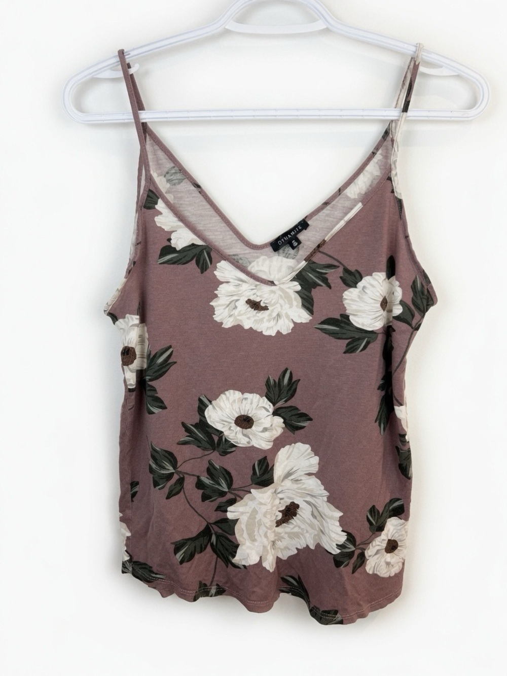 Dynamite Mauve Women’s Medium Summer Floral V-Neck Spaghetti Strap Tank